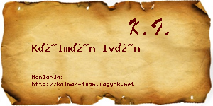 Kálmán Iván névjegykártya