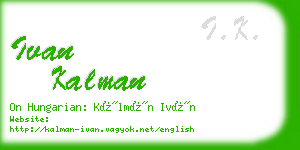 ivan kalman business card